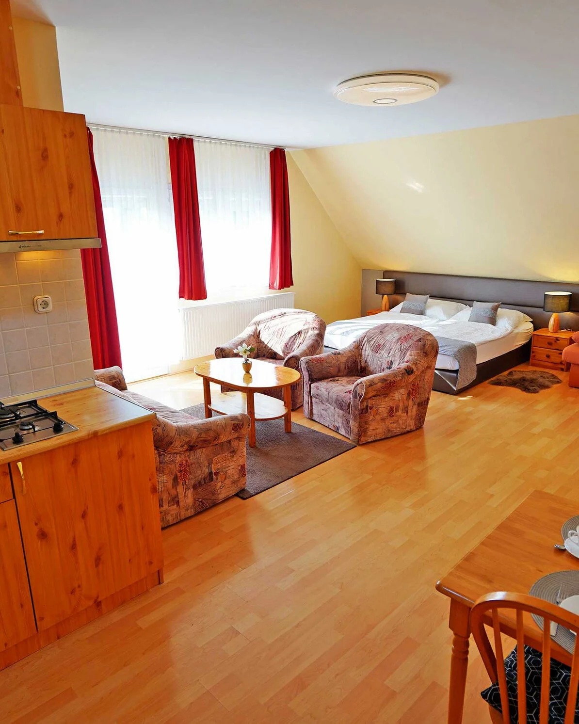 Kertre néző stúdió apartman terasszal